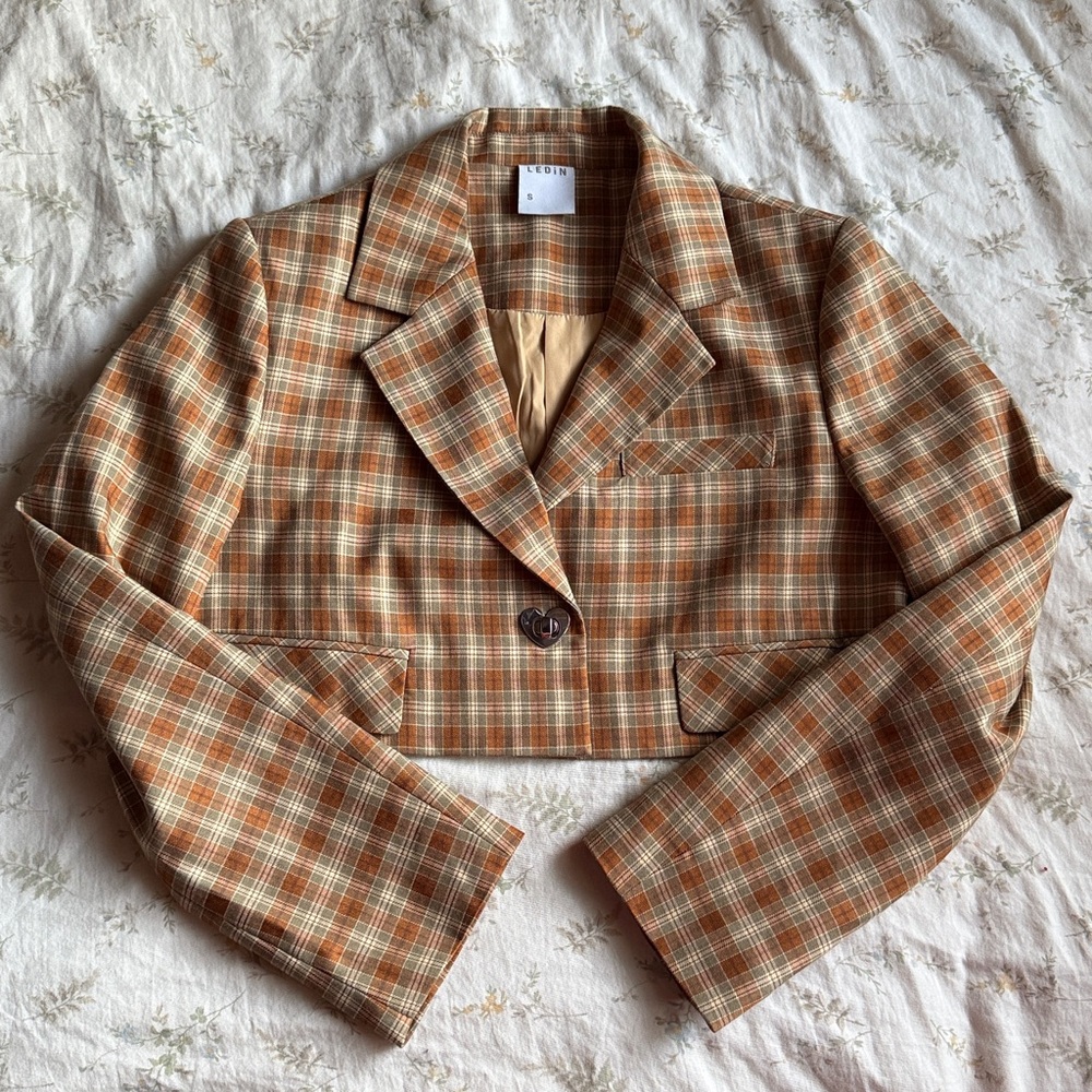 Plaid mini dress cropped blazer set size small in great condition - Picture 10 of 14